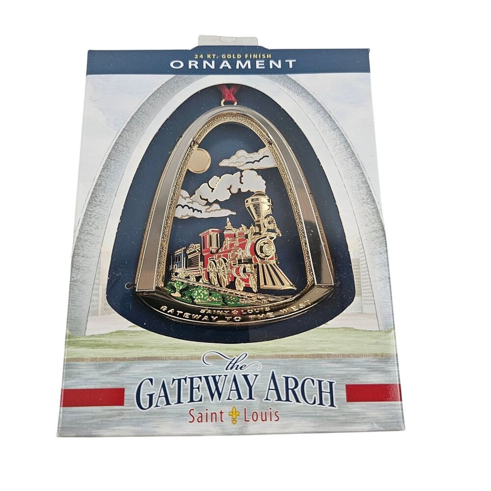 Gateway Arch St Louis Train Ornament 24KT Gold Finish Christmas Holiday Decor